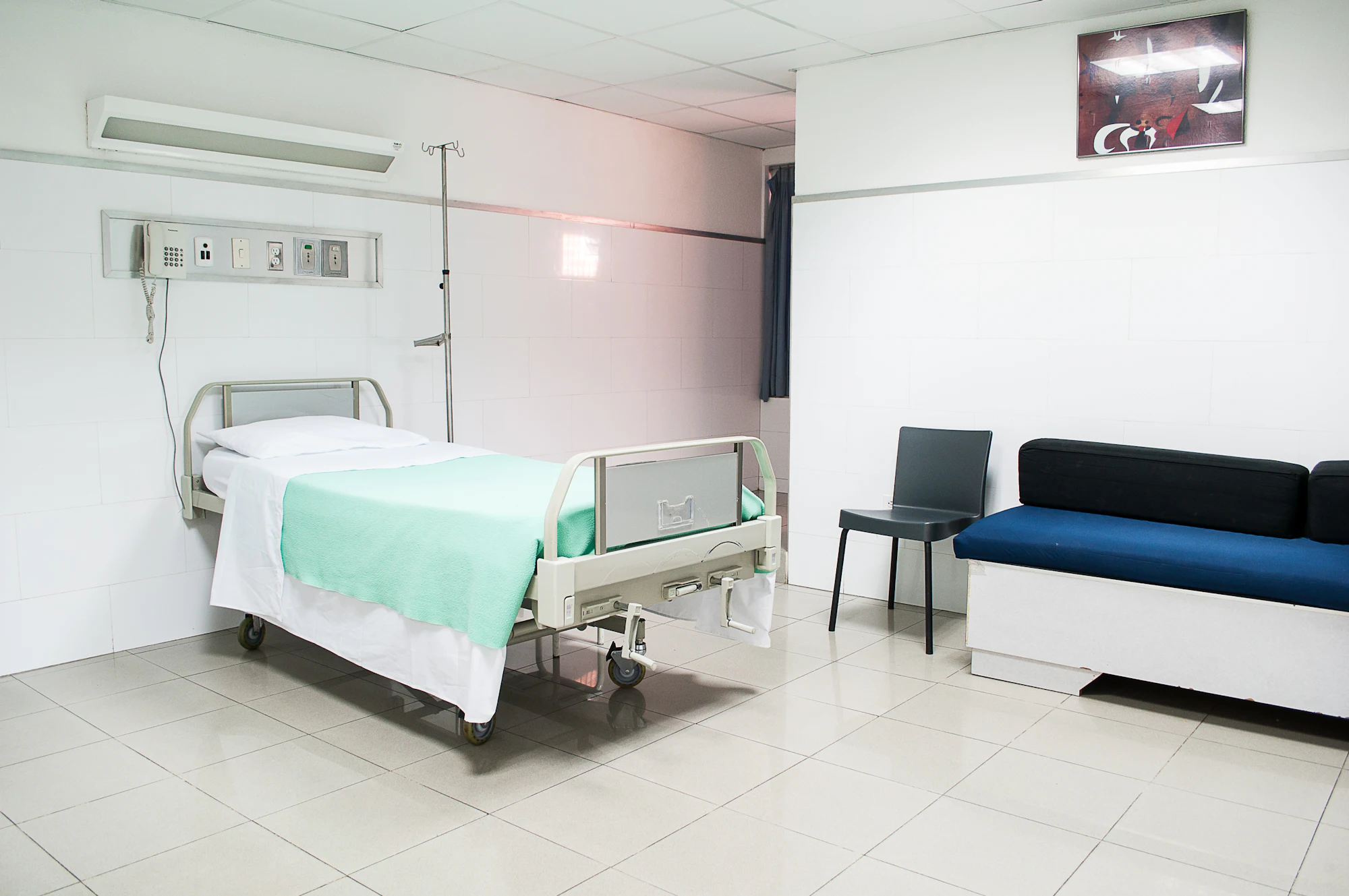 A bright, private hospital suite
