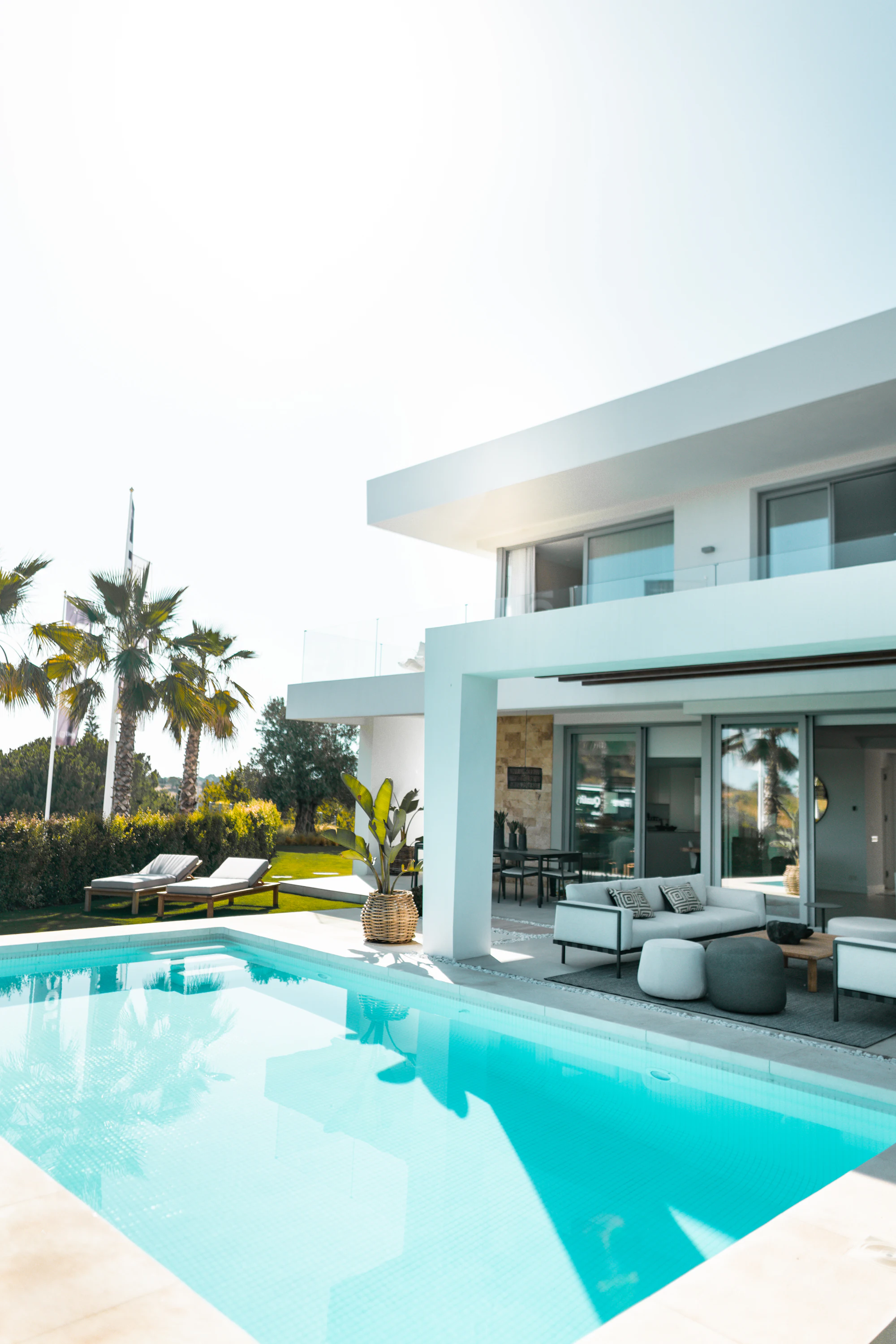 Contemporary white villa with a swimming pool
